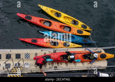 Kayaks de mer sur l'offre de rêve de Chicagod dans le sud-est de l'Alaska Une façon intime de découvrir les eaux arctiques de l'Alaska côte Banque D'Images