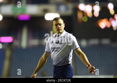 Stade BT Murrayfield, Édimbourg.Écosse Royaume-Uni.13 février 21. Match Guinness six Nations. Ecosse contre pays de Galles. Arbitre Matthew Carley (Angleterre) crédit: eric mccowat/Alay Live News Banque D'Images