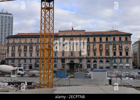 Napoli - Grand Hôtel Londres dal cantiere di Piazza Municipio Banque D'Images