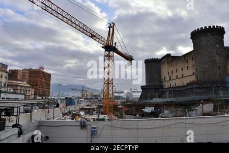 Naples - Panorama dal cantiere di Piazza Municipio Banque D'Images