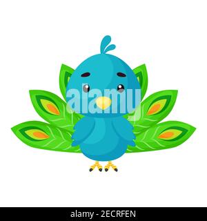 Oiseau Paon Colores Mignon Funny Cartoon Illustration Isole Vector Image Vectorielle Stock Alamy