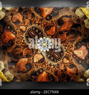 Fond en plastique en relief sur le cuir avec fractal Banque D'Images