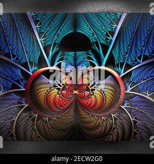 Fond en plastique en relief sur le cuir avec fractal Banque D'Images