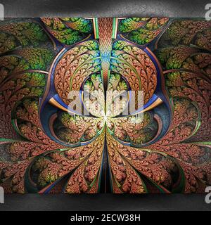 Fond en plastique en relief sur le cuir avec fractal Banque D'Images