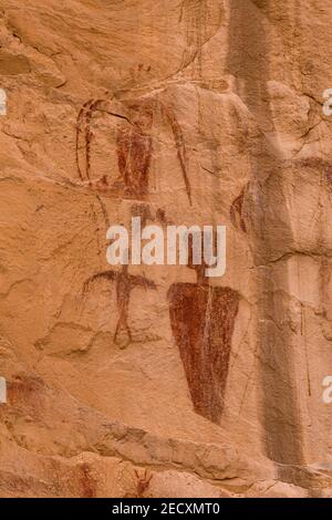 Pictogrammes plus grands que nature dans le style Barrier Canyon à Sego Canyon dans l'Utah, aux États-Unis Banque D'Images