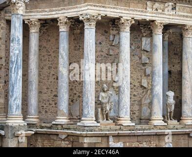 Une vue magnifique sur l'ancien amphithéâtre romain de Mérida Banque D'Images
