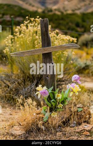 Tombe dans le cimetière de la ville minière de Sego, Utah, États-Unis Banque D'Images