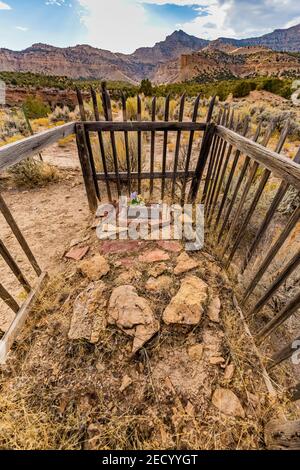 Tombe dans le cimetière de la ville minière de Sego, Utah, États-Unis Banque D'Images