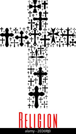 Icône de la croix du christianisme. Vecteur artistique religion isolée symbole des éléments crucifix. Emblème de décoration religieuse, élément de design pour les holi religieux Illustration de Vecteur