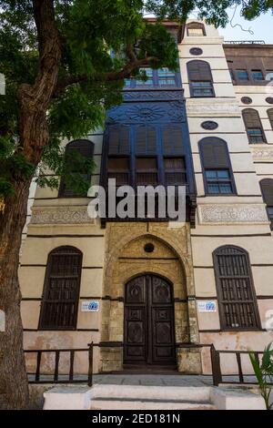 Les maisons traditionnelles de Naseef dans la vieille ville de Jeddah, en Arabie Saoudite Banque D'Images