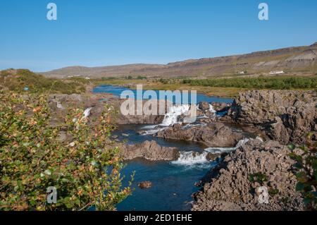 Cascade de Glanni dans la rivière Nordura à Borgarfjordur en Islande Banque D'Images