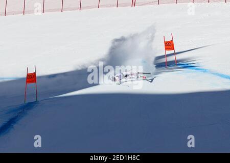 Cortina (BL, Italie. 14 février 2021. Cortina (BL), Italie, Vertigine, 14 février 2021, MUZATON Maxence FRA séquence d'automne pendant la descente masculine à Cortina d'Ampezzo pendant 2021 FIS Championnats du monde ALPIN DE SKI - descente - hommes - course de ski alpin crédit: Luca Tedeschi/LPS/ZUMA Wire/Alay Live News Banque D'Images