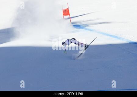 Cortina (BL, Italie. 14 février 2021. Cortina (BL), Italie, Vertigine, 14 février 2021, MUZATON Maxence FRA séquence d'automne pendant la descente masculine à Cortina d'Ampezzo pendant 2021 FIS Championnats du monde ALPIN DE SKI - descente - hommes - course de ski alpin crédit: Luca Tedeschi/LPS/ZUMA Wire/Alay Live News Banque D'Images