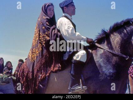 Sassari, Sardaigne, Italie. Photos historiques de Cavalcata Sarda 1964 (scannés à partir de Perutz color C18 fiilm) Banque D'Images