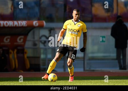 Rome, Italie. 14 février 2021. Walace d'Udinese en action pendant la série UN match entre AS Roma et Udinese Calcio au Stadio Olimpico le 14 février 2021 à Rome, Italie. (Photo de Roberto Ramaccia/INA photo Agency) crédit: SIPA USA/Alay Live News Banque D'Images