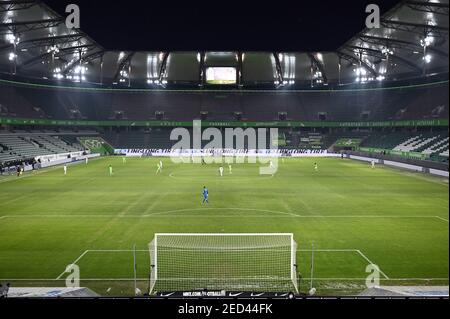 Wolfsburg, Allemagne. 14 février 2021. Vue d'ensemble Volkswagen Arena. GES/football/1. Bundesliga: VFL Wolfsburg - Borussia Monchengladbach, 02/14/2021 football: 1ère ligue: Wolfburg vs Borussia Monchengladbach, Wolfsburg, 14 février 2021 | usage dans le monde crédit: dpa/Alamy Live News Banque D'Images