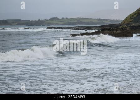 Shanvalla, West Cork, Irlande. 14 février, 2021.vents forts comme l'avertissement de temps jaune est toujours en place autour du comté de Cork. Crédit : ND News/Alamy Live News Banque D'Images