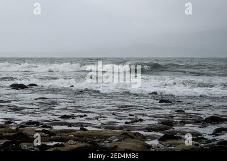 Shanvalla, West Cork, Irlande. 14 février, 2021.vents forts comme l'avertissement de temps jaune est toujours en place autour du comté de Cork. Crédit : ND News/Alamy Live News Banque D'Images