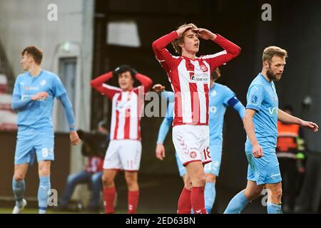 Aalborg, Danemark. 14 février 2021. Martin Samuelsen (18) d'AAB vu pendant le match 3F Superliga entre Aalborg Boldklub et Randers FC au parc Aalborg Portland à Aalborg. (Crédit photo : Gonzales photo/Alamy Live News Banque D'Images
