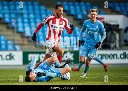 Aalborg, Danemark. 14 février 2021. Pedro Ferreira (6) d'AAB vu pendant le match 3F Superliga entre Aalborg Boldklub et Randers FC au parc Aalborg Portland à Aalborg. (Crédit photo : Gonzales photo/Alamy Live News Banque D'Images