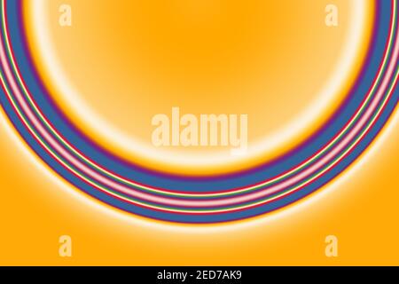 Illustration d'un cercle abstrait de couleur néon sur fond jaune arrière-plan Banque D'Images
