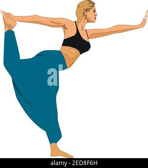 illustration d'une jeune fille isolée pratiquant le yoga sur fond blanc Illustration de Vecteur