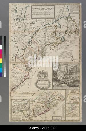 Une nouvelle carte de l'exacte et Dominions du Roi de Grande-Bretagne sur ye continent de l'Amérique du Nord - contenant Terre-neuve, Ecosse, Nouvelle Angleterre, New York, New Jersey, Pensilvania, Banque D'Images