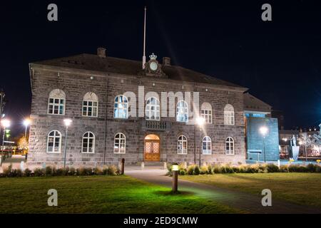 Le bâtiment du Parlement dans la ville de Reykjavik en Islande Banque D'Images