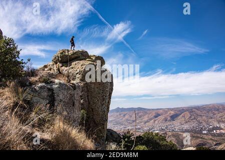 Trekker avec vue magnifique sur la ville de Guanajuato, État de Guanajuato, Mexique Banque D'Images