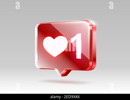 Cœur comme icône, bannière 3d de suiveur de signe, l'amour post médias sociaux. Illustration vectorielle Illustration de Vecteur