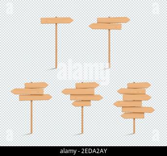 Panneau en bois Uni vide 3d Direction flèche ensemble Illustration de Vecteur