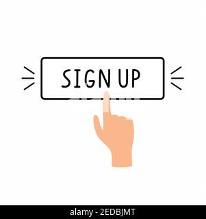 Bouton d'enregistrement de vecteur avec l'index de la main Illustration de Vecteur