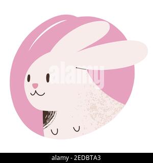 Avatar de lapin, illustration dessinée à la main par un animal de ferme mignon, illustration vectorielle isolée Illustration de Vecteur