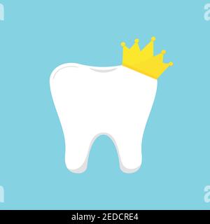 Molaire dentaire avec icône de couronne royale goldy. Illustration de Vecteur