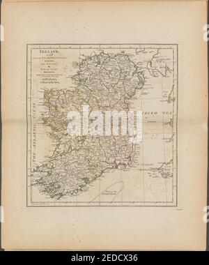 Carte Murale Vintage De L'Irlande 1714 - Provinces, Comtés, Baronnies, Reproduction Artistique Herman Moll