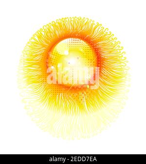 Symbole soleil jaune vif dans un style brillant. Illustration vectorielle. Illustration de Vecteur