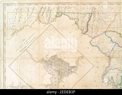 Carte de l'état du Maryland - établie à partir d'un relevé réel de toutes les eaux principales, les routes publiques, et les divisions des comtés qui y sont - décrivant la situation des villes, Banque D'Images