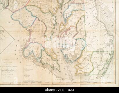 Carte de l'état du Maryland - établie à partir d'un relevé réel de toutes les eaux principales, les routes publiques, et les divisions des comtés qui y sont - décrivant la situation des villes, Banque D'Images