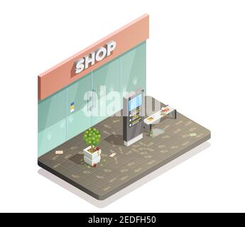 Composition isométrique de nettoyage avec banc et parterre sales avec empreintes digitales et empreintes digitales avec illustration vectorielle caoutchoutée Illustration de Vecteur