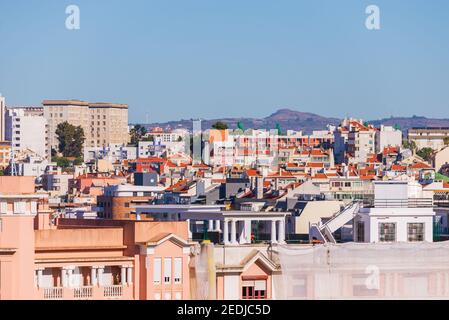 Vue aérienne de la vieille ville de Lisbonne, Portugal. Banque D'Images