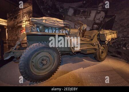 Jeep de la Seconde Guerre mondiale exposé à la George H W Bush Gallery au Musée national de la guerre du Pacifique à Fredericksburg, Texas, États-Unis Banque D'Images