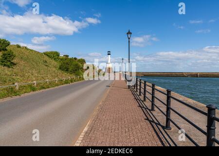 Maryport, Cumbria, Angleterre, Royaume-Uni - Mai 04, 2019 : l'ancien phare Maryport, vu de façon Salmoor Banque D'Images