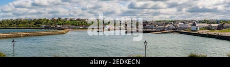 Maryport, Cumbria, Angleterre, Royaume-Uni - Mai 04, 2019 : La vue de manière Salmoor à la marina, la ville et le fleuve Ellen Banque D'Images