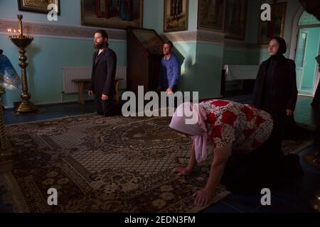 02.09.2016, Lalova, Rajon Rezina, Moldova - la première prière du matin dans l'église du monastère de Tipova au lever du soleil. 00A160902D072CAROEX.JPG [MO Banque D'Images