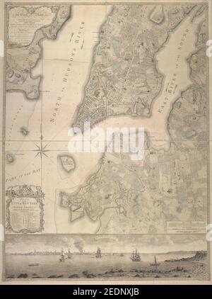 Plan de la ville de New York, en Amérique du Nord. Enquête réalisée en 1766 et 1767 Banque D'Images