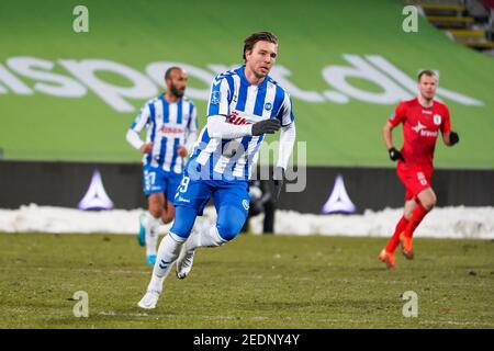 Odense, Danemark. 14 février 2021. Mart Lieder (9) d'OB observé pendant le match 3F Superliga entre Odense Boldklub et Aarhus GF au Parc d'énergie nature d'Odense. (Crédit photo : Gonzales photo/Alamy Live News Banque D'Images