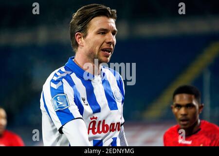 Odense, Danemark. 14 février 2021. Mart Lieder (9) d'OB observé pendant le match 3F Superliga entre Odense Boldklub et Aarhus GF au Parc d'énergie nature d'Odense. (Crédit photo : Gonzales photo/Alamy Live News Banque D'Images