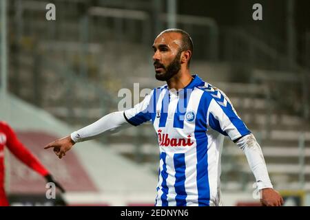 Odense, Danemark. 14 février 2021. Issam Jebali (7) d'OB observé pendant le match 3F Superliga entre Odense Boldklub et Aarhus GF au Parc naturel de l'énergie à Odense. (Crédit photo : Gonzales photo/Alamy Live News Banque D'Images