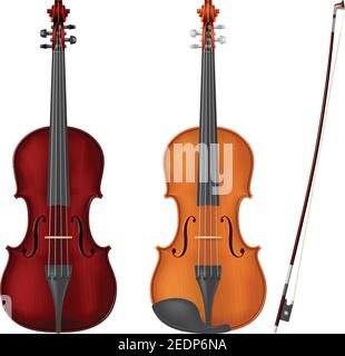 Violon classique dans deux jeux de couleurs. Illustration vectorielle. Illustration de Vecteur
