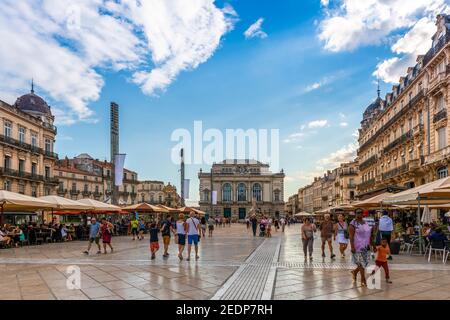 Théâtre de la place de Comédie, la place la plus importante de Montpellier, dans l'Hérault, en Occitanie, France Banque D'Images